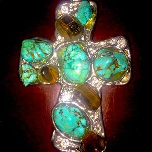 Turquoise Cross Charm Pendant